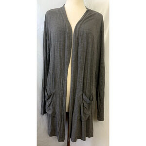 Cielo Charcoal Gray Open Front Soft Tight Knit Long Sleeve Cardigan Sweat Grunge